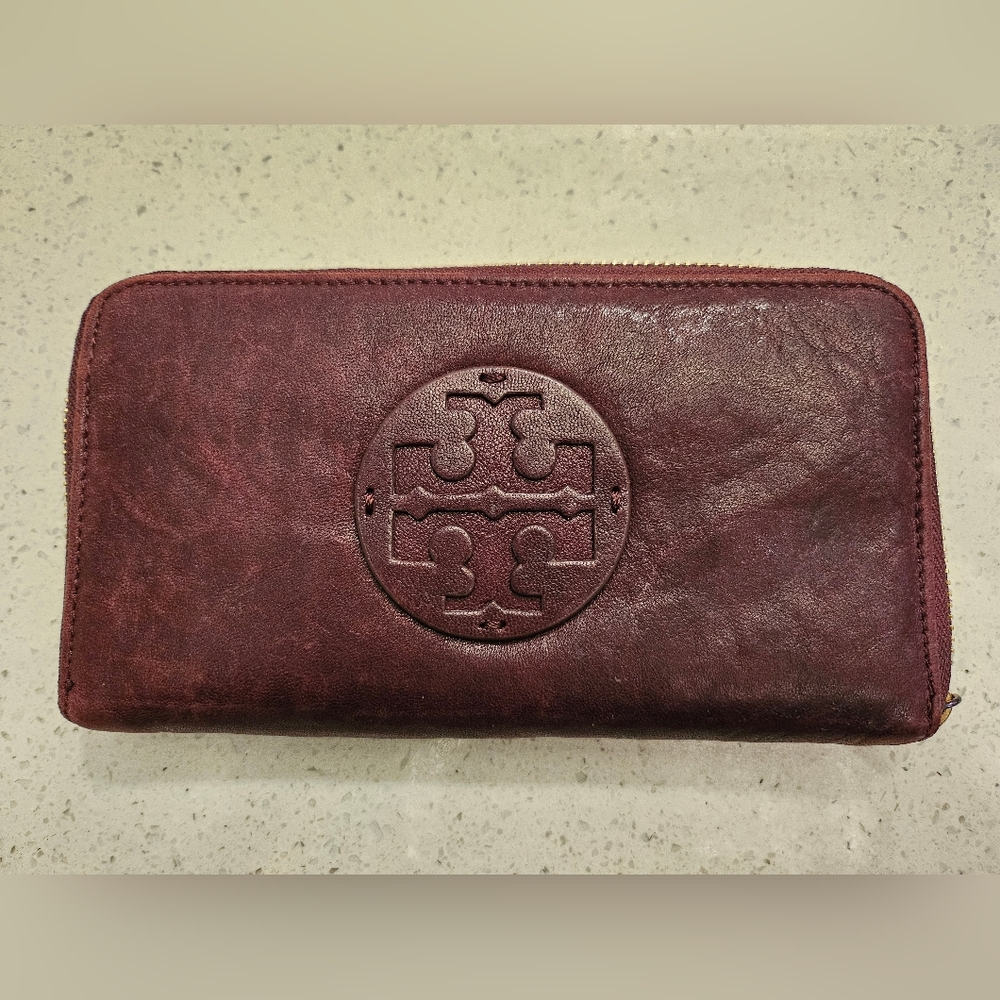 Tory Burch Burgundy Leather Wallet